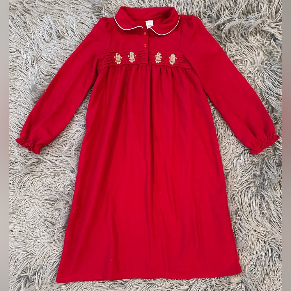 GYMBOREE Gingerbread Christmas Red Nightgown size L 10-12